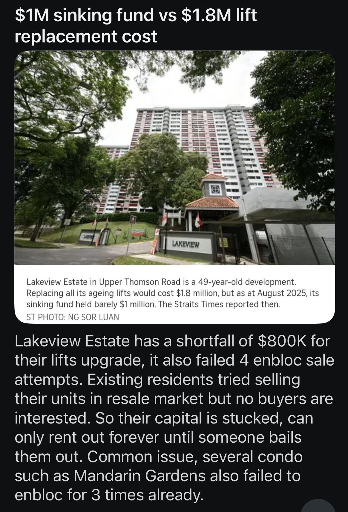 Lakeview Estate Enbloc Attempt Failed